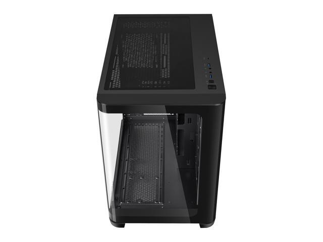 SAMA Mid-Tower PC Case, Curved Tempered Glass, USB Type-C, ATX/MATX/ITX Back-Connect Support, 360mm Liquid Cooler Compatible - V60E Black Computer...