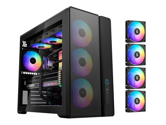 SAMA S50 ATX Mid Tower Case with 4 ARGB PWM Fans & Hub,PPLP A+ High Airflow Dual-Chamber Gaming Case,USB 3.2 Gen2x2 Type-C,Supports ATX/MATX/ITX...