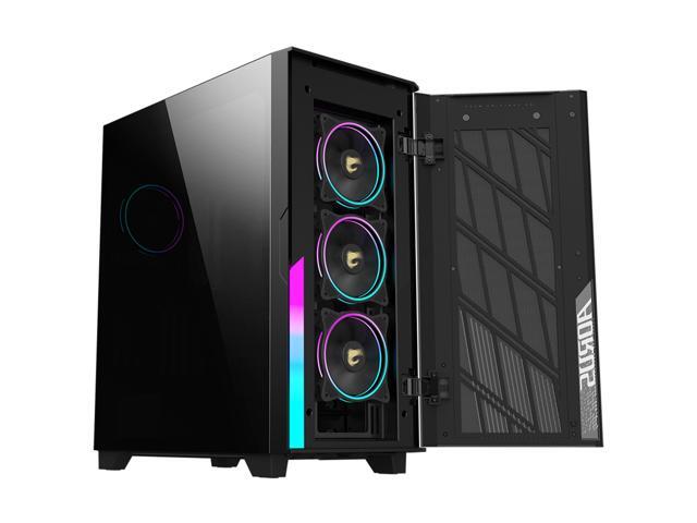 GIGABYTE AORUS C500 GLASS - Black Mid Tower PC Gaming Case, Tempered Glass, USB Type-C, 4x ARBG Fans Included (GB-AC500G ST)