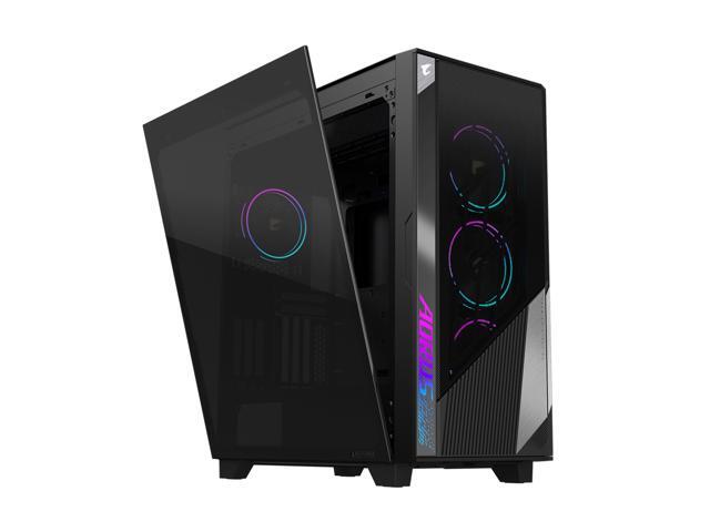 GIGABYTE AORUS C500 GLASS - Black Mid Tower PC Gaming Case, Tempered Glass, USB Type-C, 4x ARBG Fans Included (GB-AC500G ST)