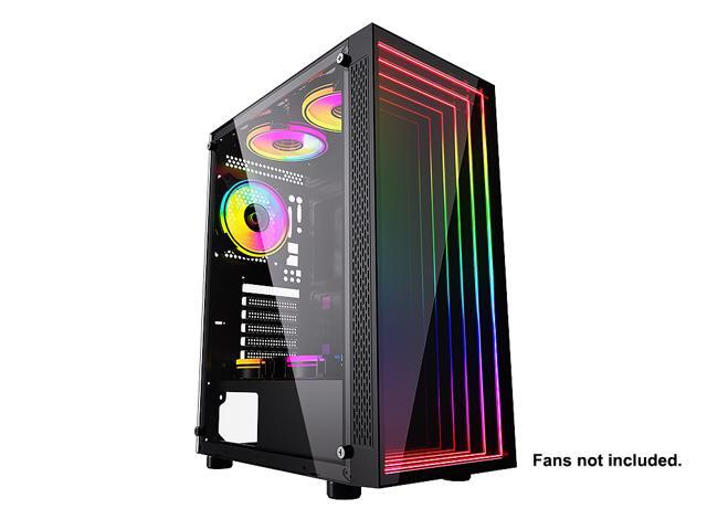 Bgears B-Optillusion Mid Tower ATX Glass Mirror LED Black Optical Illusion PC Gaming Computer Case ARGB LED