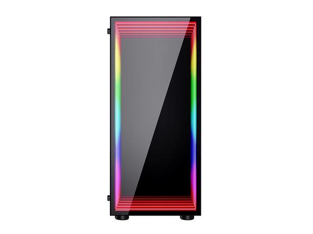 Bgears B-Optillusion Mid Tower ATX Glass Mirror LED Black Optical Illusion PC Gaming Computer Case ARGB LED