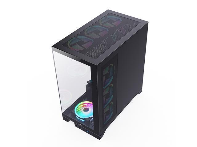 Bgears b-Pellucid ATX Black Middle Tower ATX Tempered Glass Slim Mid Tower Crystal-Clear View with In?nity Tempered Glass Design