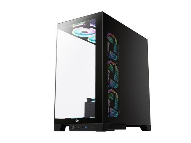 Bgears b-Pellucid ATX Black Middle Tower ATX Tempered Glass Slim Mid Tower Crystal-Clear View with In?nity Tempered Glass Design