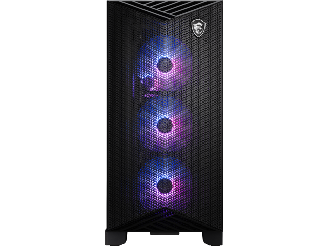 MSI MPG GUNGNIR 211R AIRFLOW PZ, Mid-Tower Gaming PC Case, ATX/E-ATX Capacity, Back Connect, 4x120mm PWM ARGB Fans, Tempered Glass Window, Black