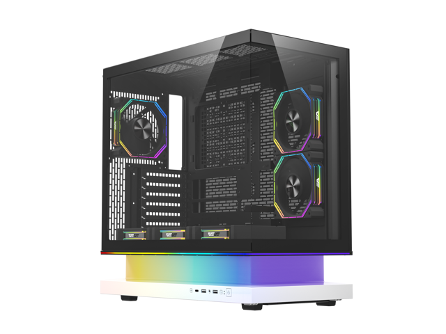 darkFlash FLOATRON F1 Micro ATX Gaming Case, Floating Design Tempered Glass PC Case, 6 ARGB Fans Included, High Airflow Computer Chassis, White
