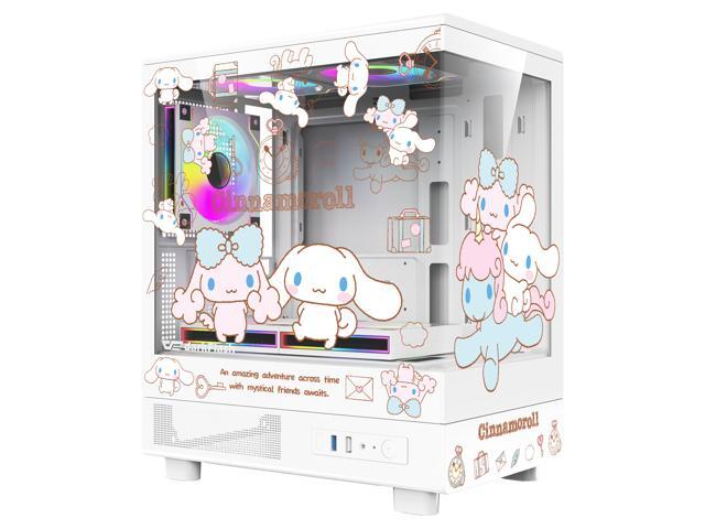 darkFlash DB330M MOTI Mini M-ATX Gaming PC Case, Sanrio Cinnamoroll Official Licensed Edition, 270° Frameless Tempered Glass, 5x120mm Fans.