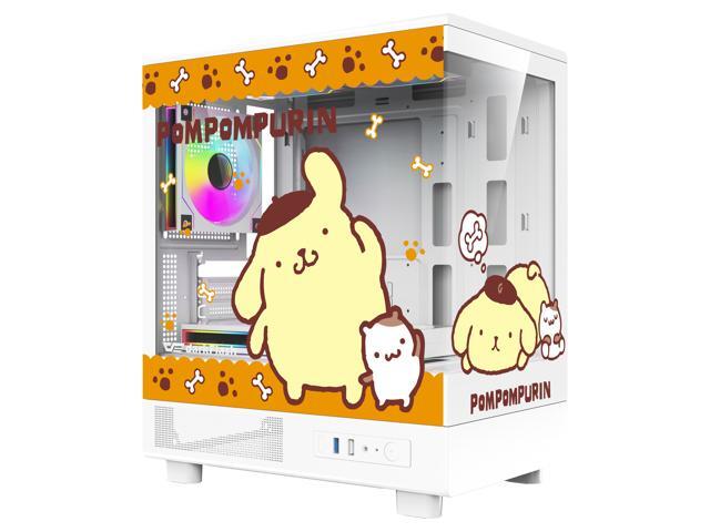 darkFlash DB330M MOTI Mini M-ATX Gaming PC Case, Sanrio Pom Pom Purin Official Licensed Edition, 270° Frameless Tempered Glass, 5x120mm Fans.