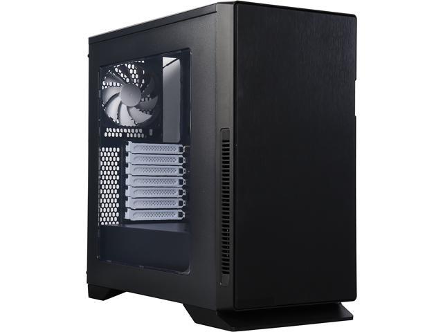 DIYPC Silence-BK-Window Black Dual USB 3.0 ATX Mid Tower Silent Computer Case with Build-in 3 x White Fans (2 x 120mm Fan x Front, 1 x 120mm Fan x.