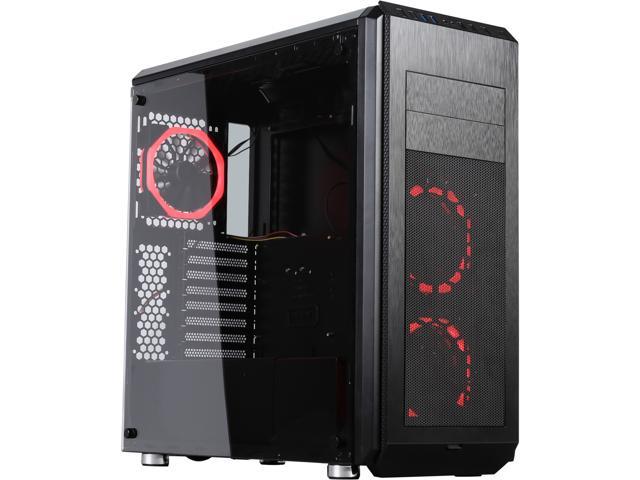 DIYPC Vanguard-V6-RGB Black Dual USB3.0 Steel/ Tempered Glass ATX Mid Tower Gaming Computer Case w/Tempered Glass Panel and Pre-Installed 3 x RGB.