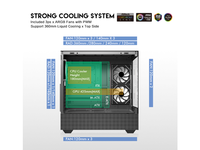 DIYPC ARGB-N5-BK Black Cases (Computer Cases - ATX Form)