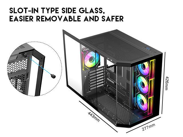 DIYPC ARGB-N3-BK Black Cases (Computer Cases - ATX Form)