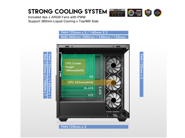 DIYPC ARGB-N6-BK Black Case (Computer Cases - ATX Form)