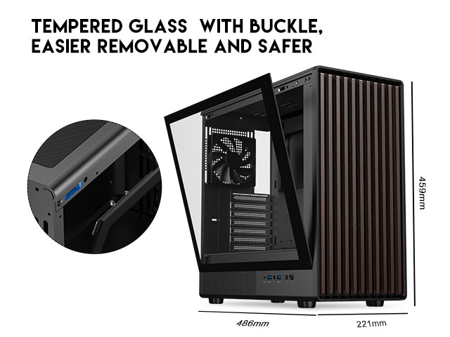 DIYPC DIY-ATX08-Wood Black Cases (Computer Cases - ATX Form)