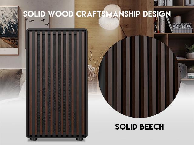 DIYPC DIY-mATX06-Wood Black USB3.0 /Type C Micro ATX Mid Tower Gaming Computer Case w/ Tempered Glass Side Panel and Walnut Wood Front Panel / 4 x...