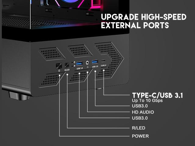 DIYPC IDX1-BK-ARGB Black USB3.0/ Type C Tempered Glass ATX Gaming Computer Case w/ Dual Tempered Glass Panel and 3 x ARGB PWM Fans (Pre-Installed)