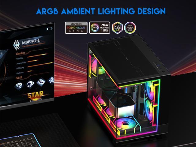 DIYPC IDX4-MicroATX-ARGB Black USB3.0/ Type C Tempered Glass Micro ATX Gaming Computer Case w/ Dual Tempered Glass Panel and 3 x ARGB PWM Fans...
