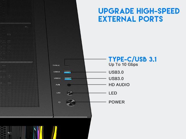 DIYPC ARGB-N3-PRO Black Tempered Glass ATX Gaming Computer Case w/ 3 xTempered Glass Panel and 4 x ARGB PWM Fans (Pre-Installed). Integrated ARGB...