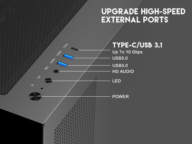 DIYPC IDX3-ATX-ARGB Black Dual USB3.0/ Type C Tempered Glass ATX Gaming Computer Case w/ Dual Tempered Glass Panel and 4 x ARGB PWM Fans...