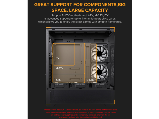 GAMEMAX VISTA AB Black USB3.0/Type C Tempered Glass Mid-tower ATX Computer Case w/6 x 120mm ARGB PWM Fans (2 x MB side, 3 x PSU Top Cover, 1 x...