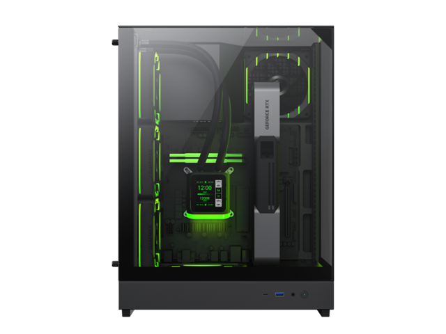 GAMEMAX T20 BK Black case. Three-sided tempered glass offers a full, unobstructed view of your hardware. 90° rotated motherboard layout enhances...
