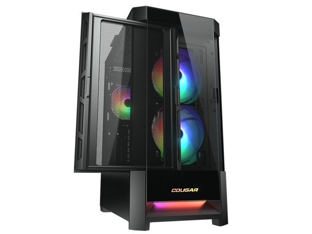 Cougar Duoface RGB Black Mid Tower Computer Cases with Glass and Mesh Front Panels included