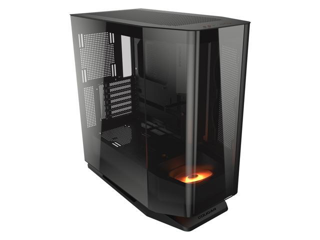 COUGAR FV270 Black Mid Tower Gaming Case with Tempered Curved Glass, 120mm Reversed ARGB PWM Bottom Fan pre-installed, Compatible with reverse...