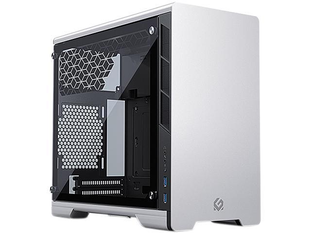 MetallicGear Neo Mini V2 Series Mini-ITX Case, Compact Chassis, Sand blasted aluminum, Tempered Glass panel, liquid cooling ready - Silver