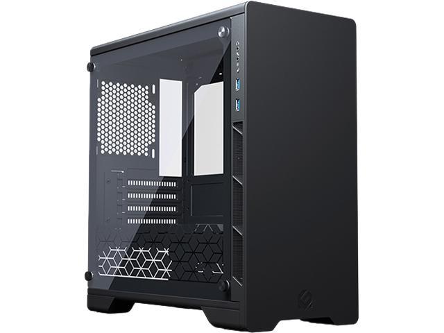 MetallicGear Neo V2 Micro-ATX Case, Compact Chassis, Sand blasted aluminum, dual tempered glass side panels, Black