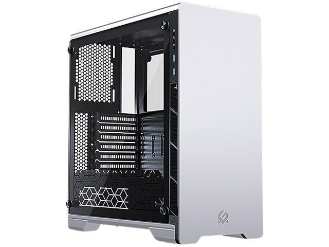 MetallicGear Neo V2 ATX Case, Compact Chassis, Sand Blasted Aluminum, Dual Tempered Glass Panels, Silver