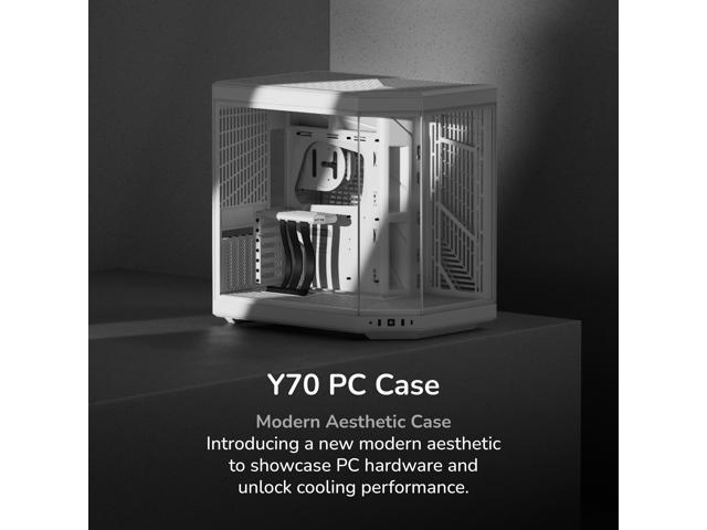 HYTE Y70 CS-HYTE-Y70-WW Dual Chamber Mid-Tower ATX Case with PCIe 4.0 Express Riser Cable Included, Snow White