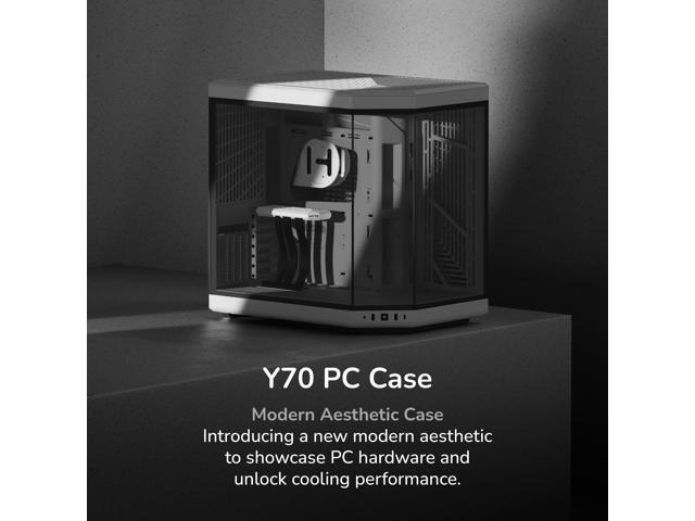 HYTE Y70 CS-HYTE-Y70-BW Dual Chamber Mid-Tower ATX Case with PCIe 4.0 Express Riser Cable Included, White/Black