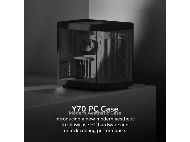 HYTE Y70 CS-HYTE-Y70-B Dual Chamber Mid-Tower ATX Case with PCIe 4.0 Express Riser Cable Included, Black