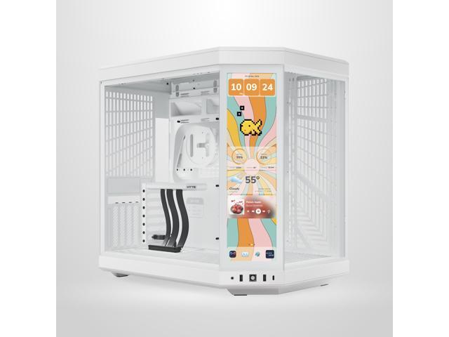 HYTE Y70 touch infinite Dual Chamber ATX Mid Tower Modern Aesthetic Case With Integrated 2.5K LCD Touchscreen - Snow White
