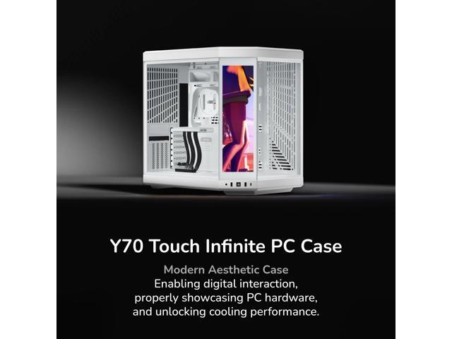 HYTE Y70 touch infinite Dual Chamber ATX Mid Tower Modern Aesthetic Case With Integrated 2.5K LCD Touchscreen - Snow White