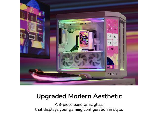 HYTE Y70 touch infinite Dual Chamber ATX Mid Tower Modern Aesthetic Case With Integrated 2.5K LCD Touchscreen - Snow White