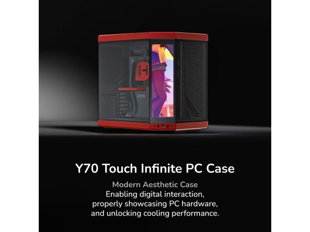 HYTE Y70 Touch Dual Chamber ATX Mid Tower Modern Aesthetic Case With Integrated 2.5K LCD Touchscreen - Black Cherry