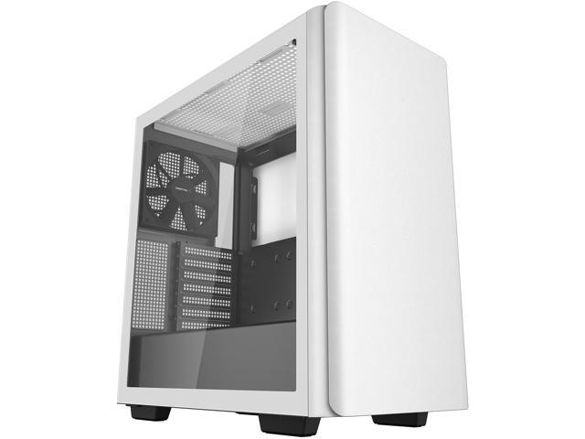DeepCool CK500 WH Mid-Tower ATX Case, Full-Size Tempered Glass Window, Two Pre-Installed 140mm Airflow Fans, E-ATX Motherboard Support, Front I/O.
