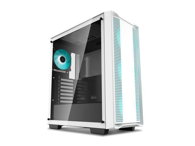 DeepCool CC560 WH Mid-Tower ATX PC Case, 4x Pre-Installed 120mm LED Fans, Tempered Glass Side Panel, White