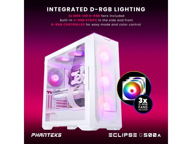 Phanteks Eclipse G500A DRGB, High Performance Mid-Tower Case, Mesh Front Panel, Integrated D/A-RGB Lighting, Tempered Glass Window, 3x M25-140...