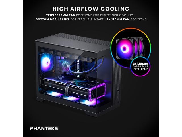 Phanteks XT V3, Compact Micro-ATX Gaming Chassis, Tempered Glass Front & Side, 3x 120mm D-RGB fans, 360mm Radiator Support, Black