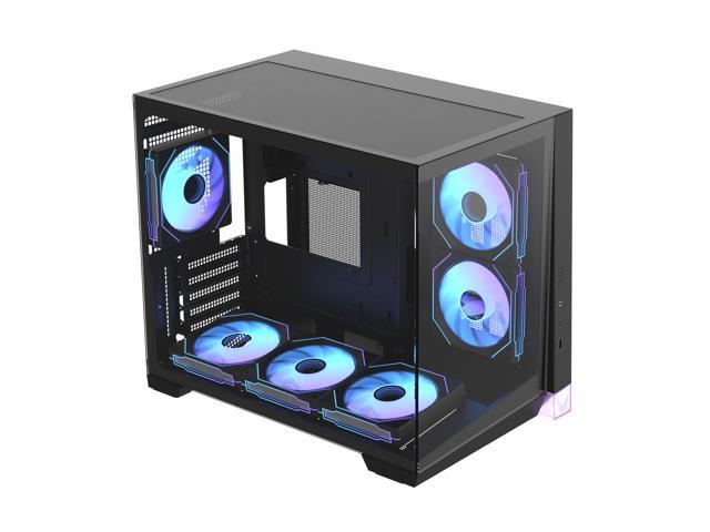Formula V Line Crystal Z4M Plus Mid-Tower PC Case, Geometric Front Panel, Angled Bottom Airflow, Pre-Installed 6x120mm ARGB Fans, Supports 415mm.