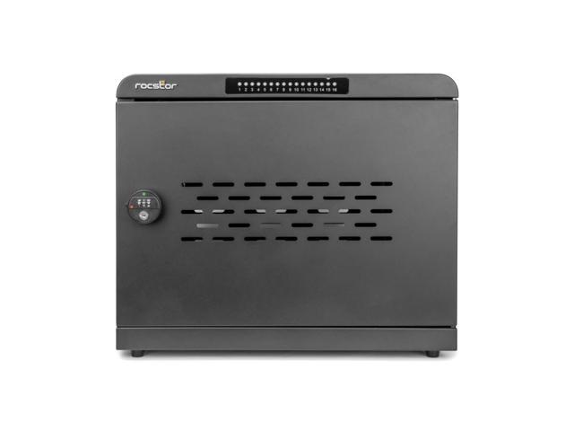 Rocstor Volt UC16 USB-C 16-Device Charging Station Cabinet - 1000W Total PD - Rugged Metal - Black