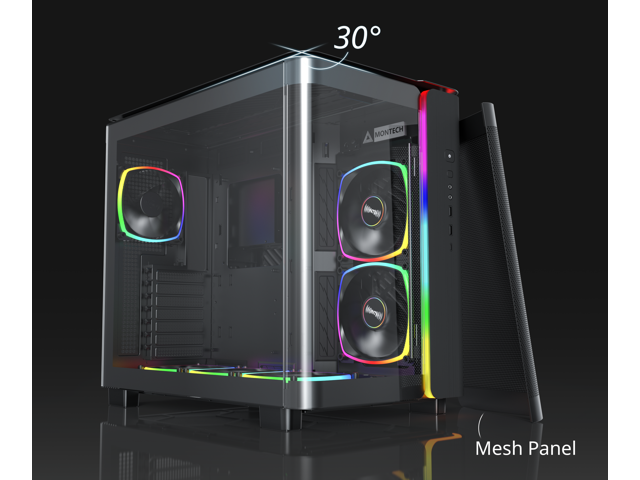 MONTECH, KING 95 PRO Dual-Chamber ATX Mid-Tower PC Gaming Case, High-Airflow, Toolless Panels, Sturdy Curved Tempered Glass Front, Six ARGB PWM Fan...