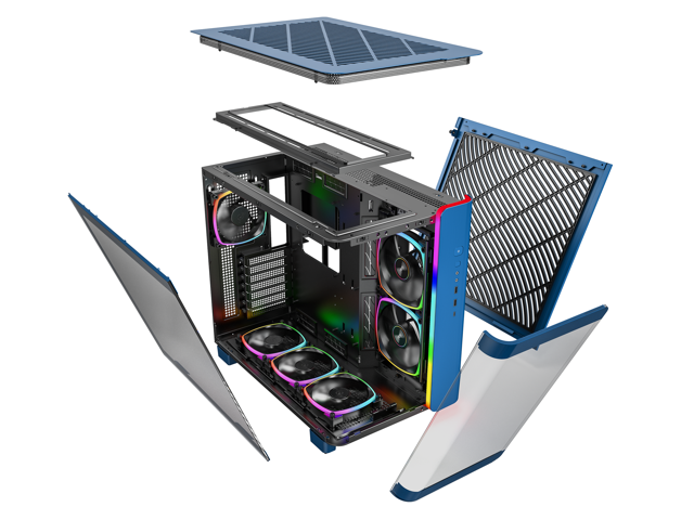 MONTECH, KING 95 PRO Dual-Chamber ATX Mid-Tower PC Gaming Case, High-Airflow, Toolless Panels, Sturdy Curved Tempered Glass Front, Six ARGB PWM Fan...