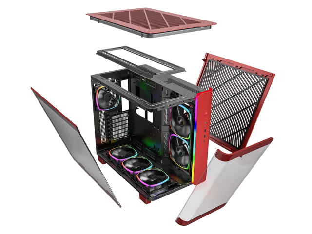 MONTECH, KING 95 PRO Dual-Chamber ATX Mid-Tower PC Gaming Case, High-Airflow, Toolless Panels, Sturdy Curved Tempered Glass Front, Six ARGB PWM Fan...