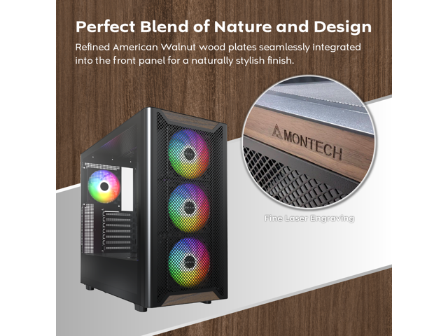 Montech XR Wood Black Black Computer Cases - ATX Form