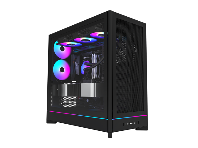 MONTECH HS01 PRO, ATX Mid-Tower PC Case, Gaming PC, High-Airflow, Reversible Layout, Mesh Front Panel, 5x ARGB PWM Fan Pre-Installed, Sink-in...