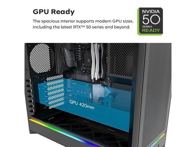 MONTECH HS01 PRO, ATX Mid-Tower PC Case, Gaming PC, High-Airflow, Reversible Layout, Mesh Front Panel, 5x ARGB PWM Fan Pre-Installed, Sink-in...