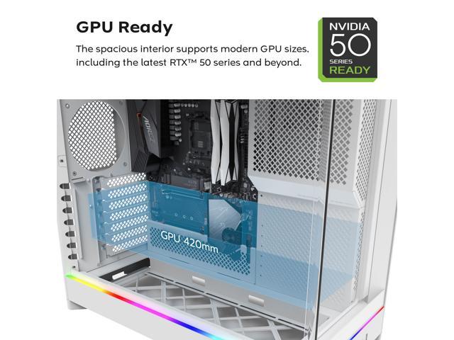 Open Box - MONTECH HS02, ATX Mid-Tower PC Case, Gaming PC, High-Airflow, Reversible Layout, Sturdy Curved Tempered Glass Front Panel, Sink-in...